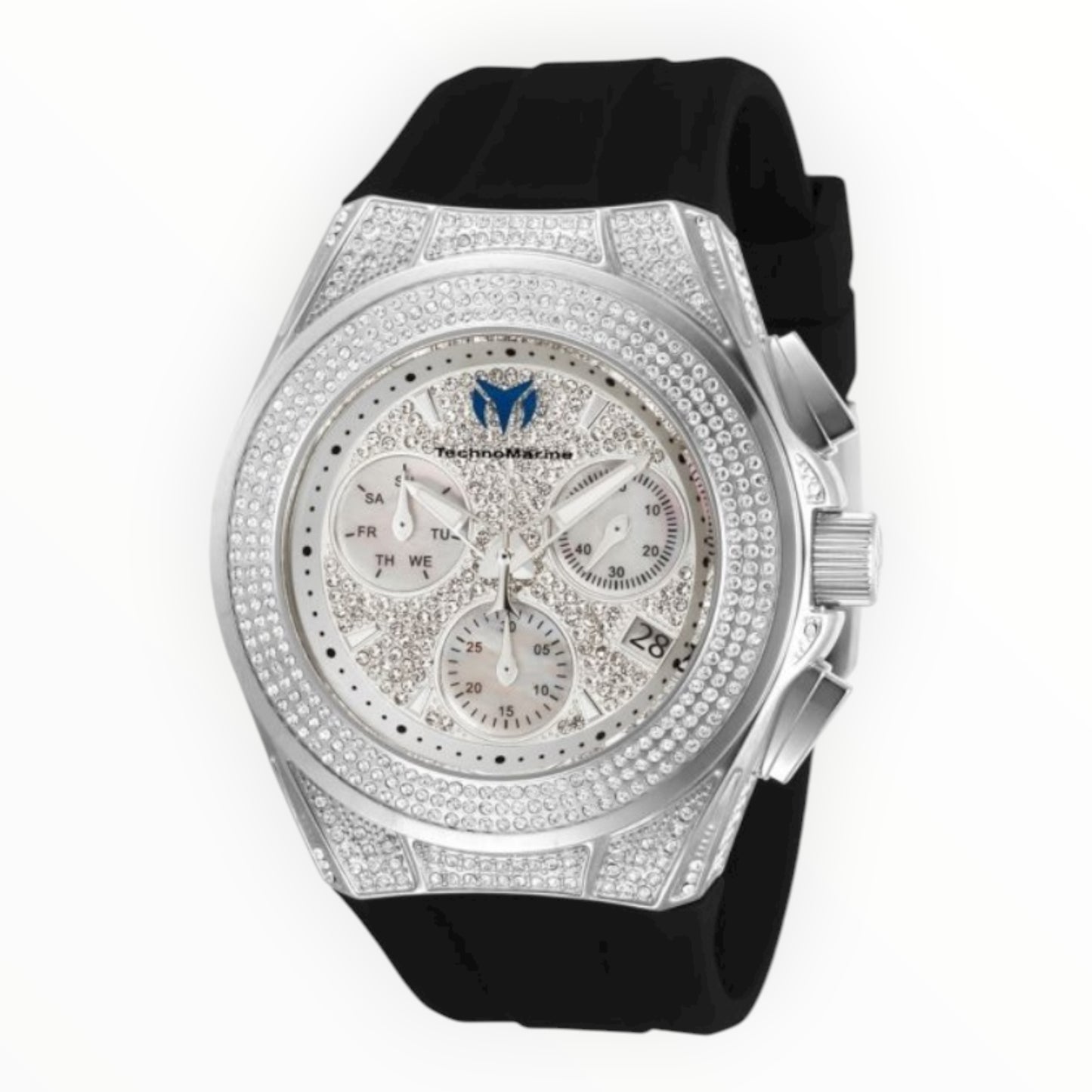 TechnoMarine Cruise Diva Pave Swiss Ronda Z60 Caliber Women's Watch w/ Pave & Mother of Pearl Dia